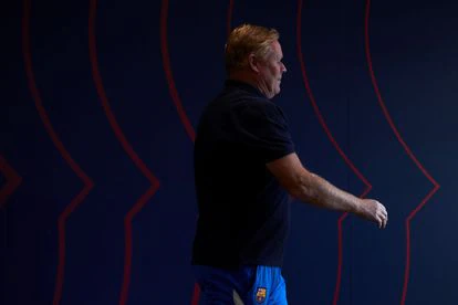 Koeman, este sábado, en la sala de prensa de la Ciudad Deportiva Joan Gamper.