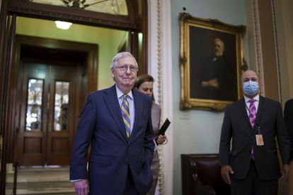 El líder de la minoría republicana del Senado, Mitch McConnell, este miércoles en el Capitolio.