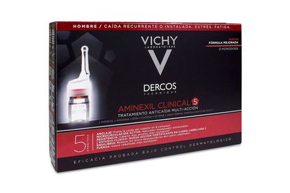 Tratamiento anticaída de Vichy con complejo fortificante, elaborado a base de 5 activos específicamente seleccionados para una eficacia óptima. 
