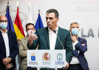 El presidente del Gobierno, Pedro Sánchez, este viernes en La Palma.