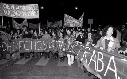 Manifestación en Madrid del Día Internacional de la Mujer, el 8 de marzo de 1978, bajo el lema "Por un puesto de trabajo sin discriminación".