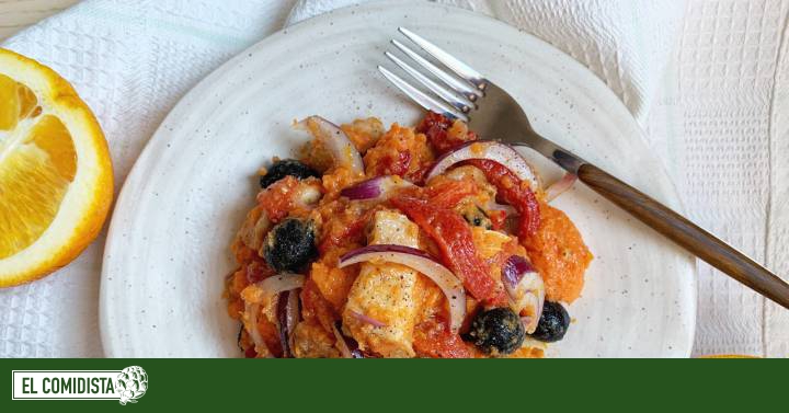 Ensalada de boniato, pimientos asados y pollo