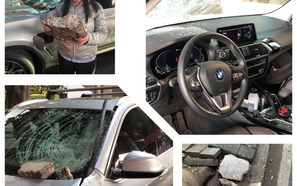 Denuncian en redes que caen piedras gigantes del segundo piso del Periférico | Video