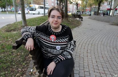 Laura Luengo, portavoz de Ikasle Sindikatua, en el centro de Bilbao.