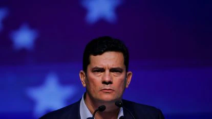 Former Brazil's Justice Minister Sergio Moro speaks during his Podemos Party membership ceremony in Brasilia, Brazil, November 10, 2021. REUTERS/Adriano Machado