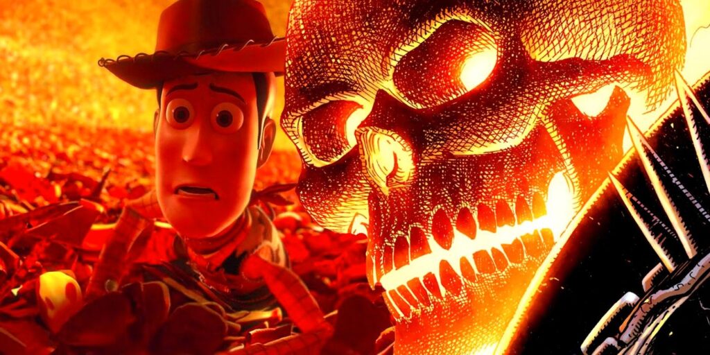 Ghost Rider se combina con Woody in Dark Fan Art de Toy Story