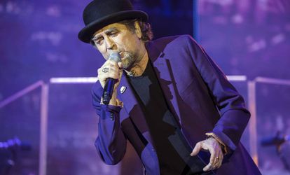 El cantante y compositor Joaquín Sabina, durante el concierto en junio de 2017 en Jaén.
