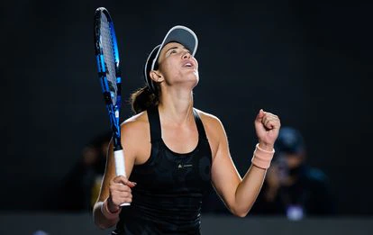 Muguruza celebra su victoria contra Krejcikova, este sábado en Guadalajara.