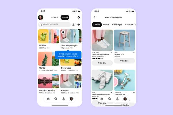 Pinterest agrega una función de Lista de compras para redondear sus productos guardados
