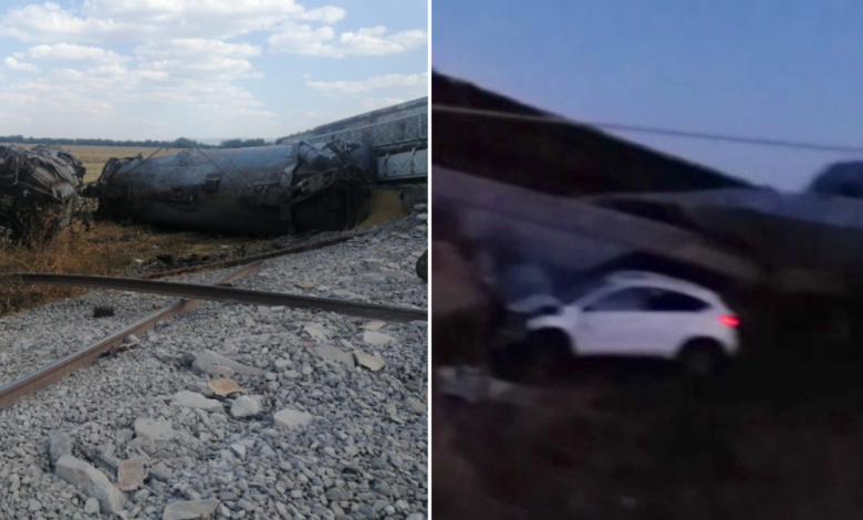 Se descarrilan dos trenes en Guanajuato; uno transportaba automóviles Honda