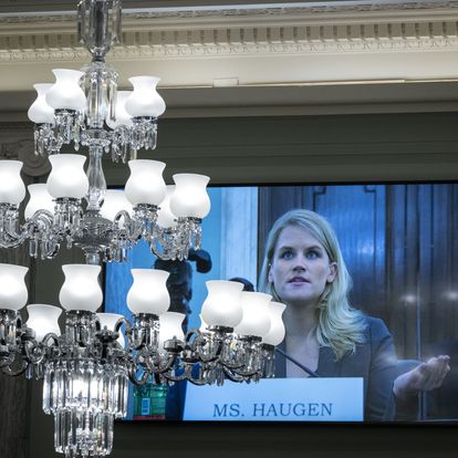 WASHINGTON, DC - OCTOBER 05: Former Facebook employee Frances Haugen testifies during a Senate Committee on Commerce, Science, and Transportation hearing entitled 'Protecting Kids Online: Testimony from a Facebook Whistleblower' on Capitol Hill October 5, 2021 in Washington, DC. Haugen left Facebook in May and provided internal company documents about Facebook to journalists and others, alleging that Facebook consistently chooses profit over safety. (Photo by Drew Angerer/Getty Images)