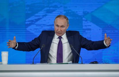 Vladímir Putin este jueves en su tradicional rueda de prensa anual, en Moscú.