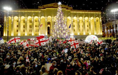 Manifestación en apoyo a Saakashvili, el 21 de diciembre en Tbilisi.