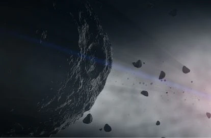 Ilustración que muestra Bennu y otros asteorides.