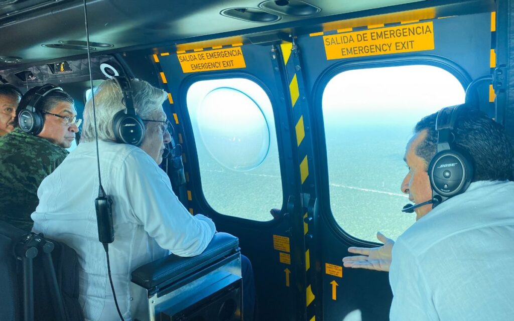 AMLO supervisa avances de la construcción del Tren Maya