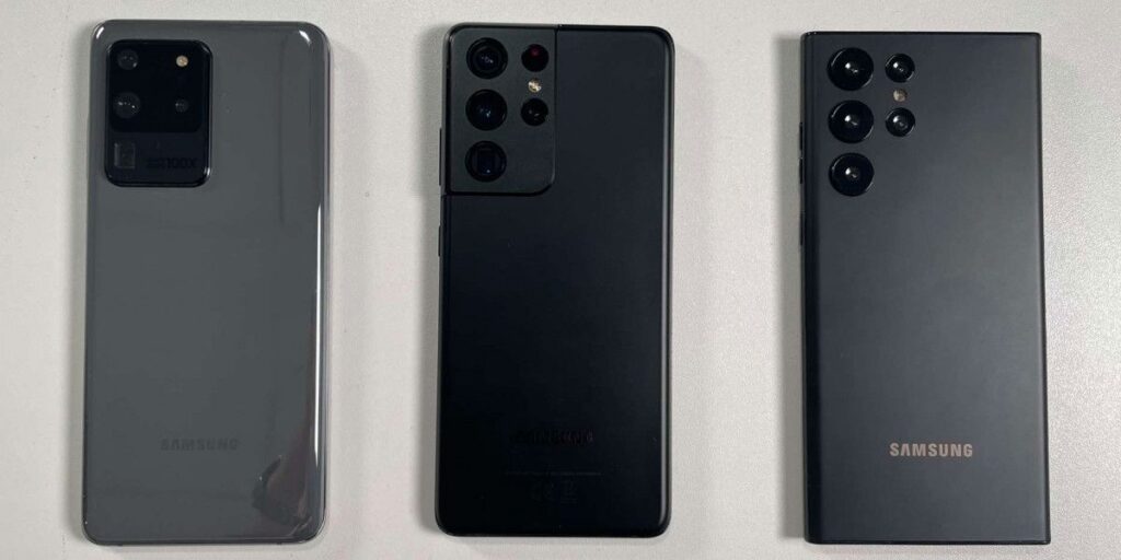 Así es como se ve el Galaxy S22 Ultra junto al S21 y S20