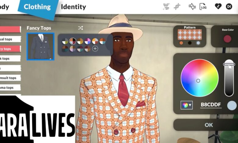 El creador de personajes de Paralives similar a los Sims presenta la rueda de colores de Sims 3