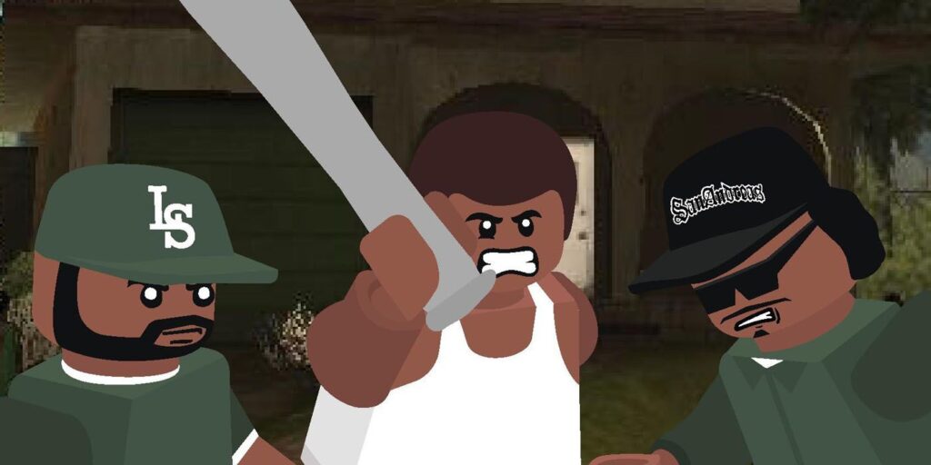 GTA San Andreas 'Grove Street Gang recreado como arte LEGO