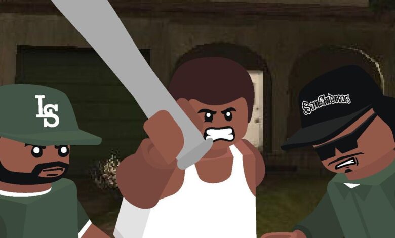 GTA San Andreas 'Grove Street Gang recreado como arte LEGO