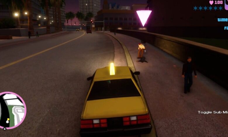 GTA: Vice City Cop mata la tarifa del taxi justo en frente del jugador