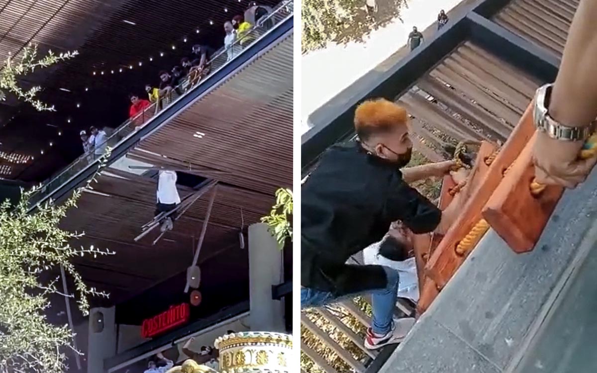 Hombre salta del tercer piso en una plaza comercial de Nuevo León; sobrevive | Videos