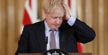 Boris Johnson, primer ministro del Reino Unido, en una rueda de prensa.