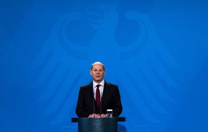 El canciller Olaf Scholz, este miércoles en Berlín.