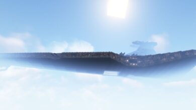 Minecraft Star Destroyer Build se cierne amenazadoramente a través de las nubes
