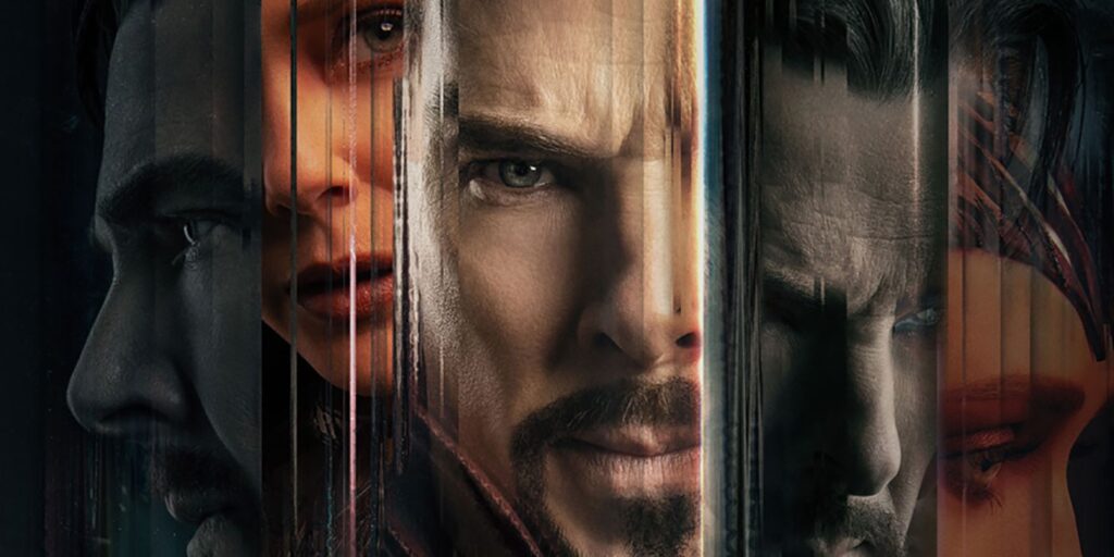 Póster de Multiverse Of Madness: Varias versiones de Doctor Strange y Scarlet Witch