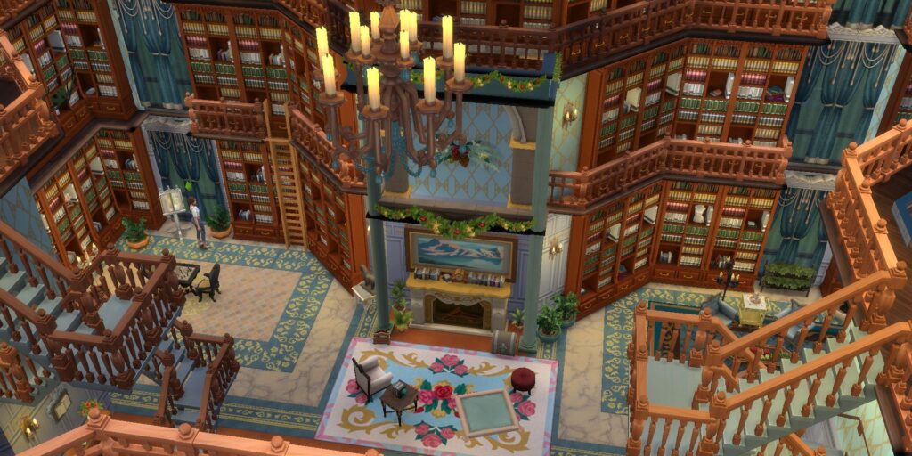 Sims 4 Recreación de la bella y la biblioteca de la bestia es un sueño de cuento de hadas