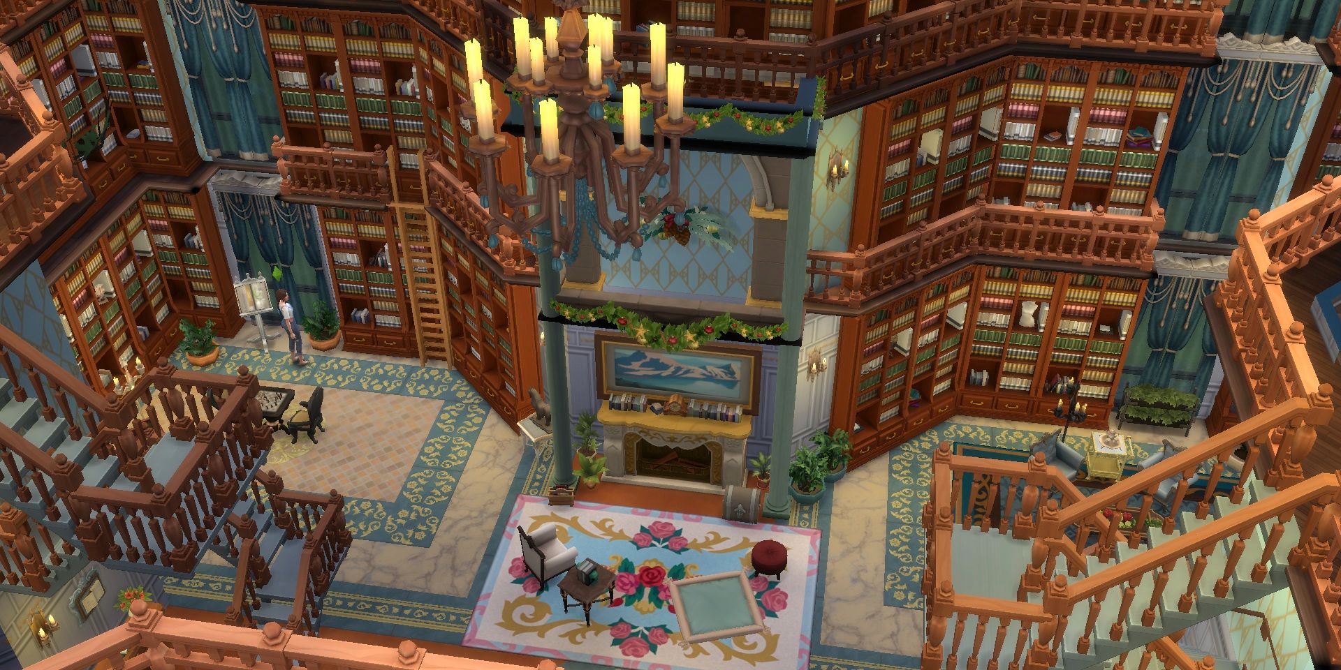Sims 4 Recreación de la bella y la biblioteca de la bestia es un sueño de cuento de hadas