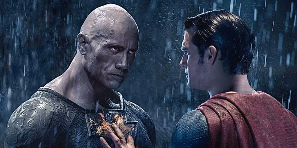 Superman de Henry Cavill se enfrenta al Black Adam de Dwayne Johnson en el arte de DCEU