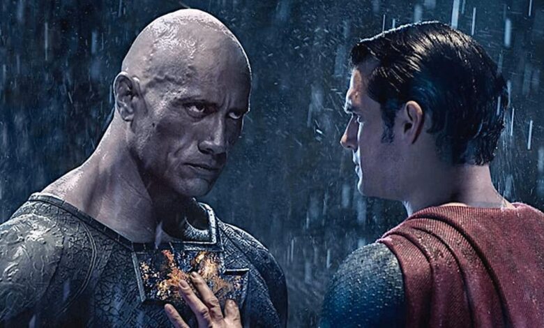 Superman de Henry Cavill se enfrenta al Black Adam de Dwayne Johnson en el arte de DCEU