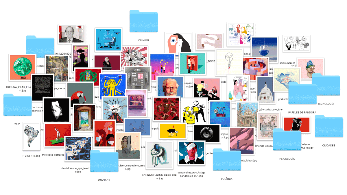 Mascarillas, oficinas desiertas, abrazos perdidos: las ilustraciones que contaron 2021