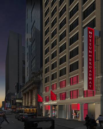 Proyección de cómo será el exterior del Museum of Broadway, en Nueva York.