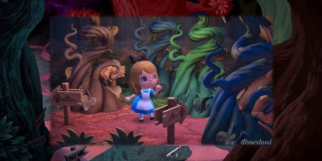 Animal Crossing Player recrea Alicia en el país de las maravillas con enredaderas gigantes