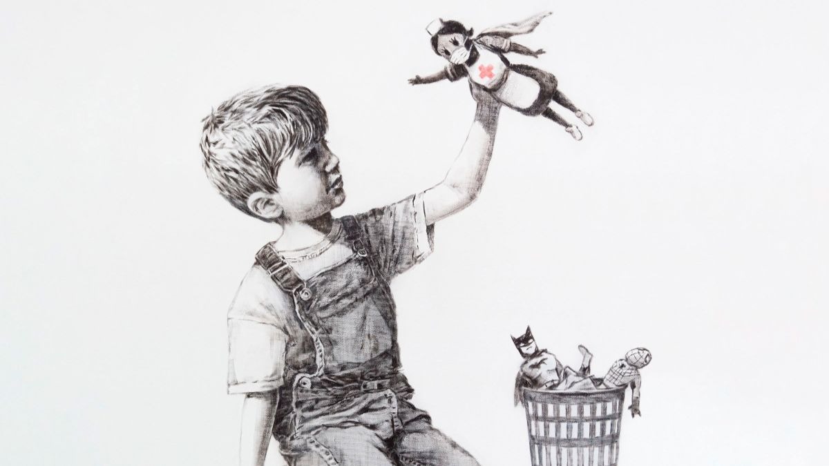 Bansky subasta su obra dedicada a los sanitarios y les entrega lo recaudado