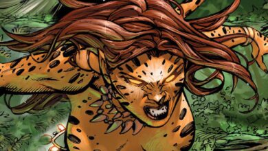 Cheetah Body Paint Cosplay se convierte en Wonder Woman 1984 Villain Comic-Precisa