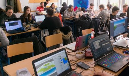 Instante de la Global Game Jam de 2020, la última presencial, en Granada