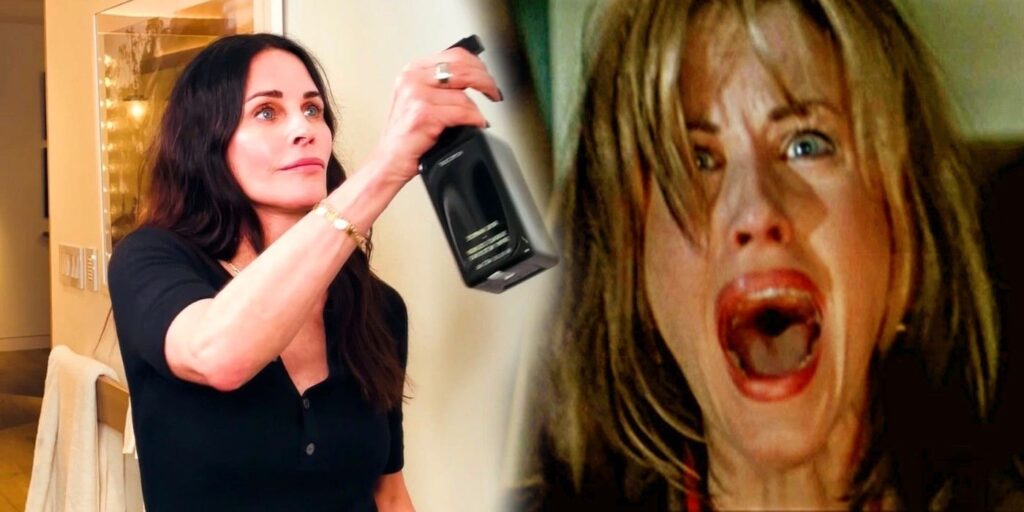 Courteney Cox ve a Gale Weathers en Scream Wipe It Down Challenge