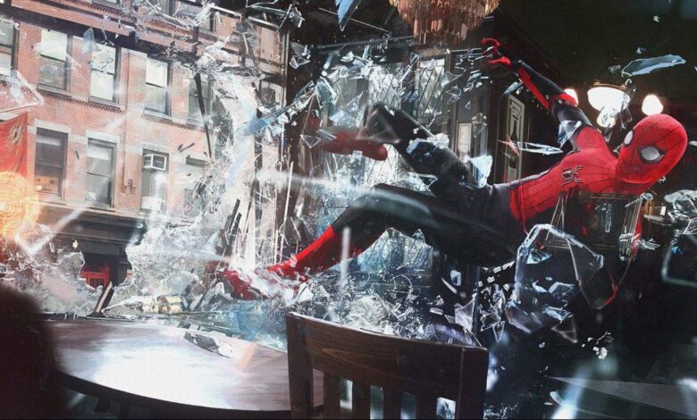 Doctor Strange aplasta a Spider-Man a través de una ventana en el arte conceptual de No Way Home