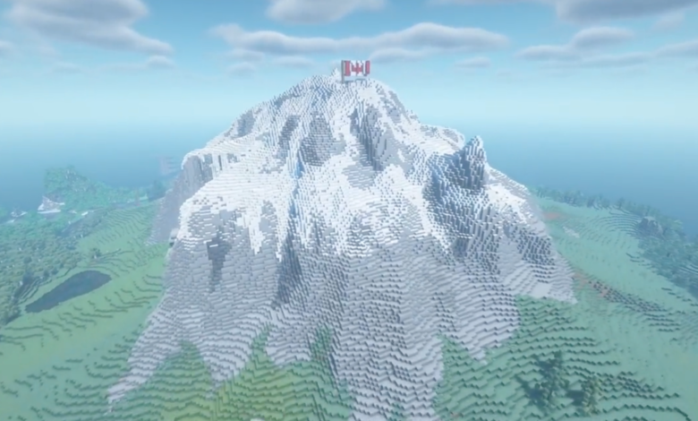 El equipo de Minecraft construye una enorme montaña personalizada en Survival