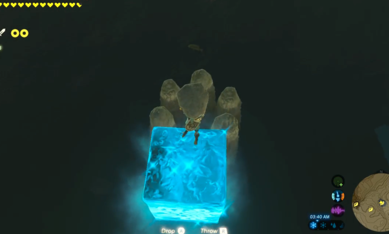 El jugador de Breath of the Wild clava una roca Korok con una solución de rompecabezas inteligente
