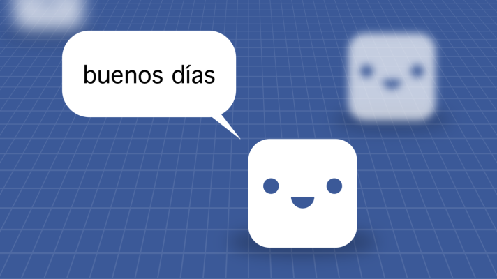 Fichas de traducción automática de FB Messenger en el muro de idiomas de EE. UU./ México