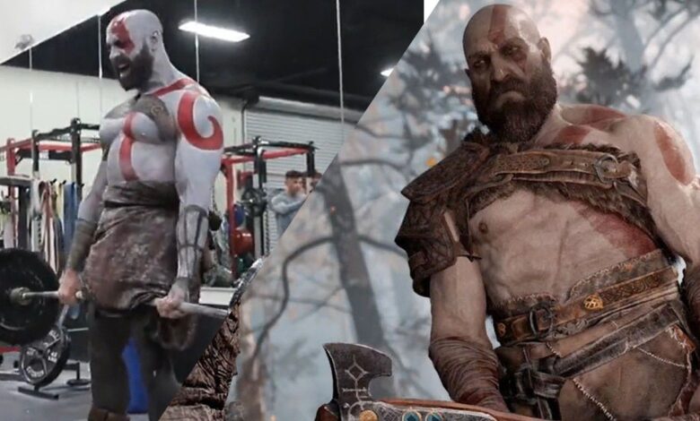 God of War Fan & Bodybuilder Cosplays Kratos mientras levanta pesas