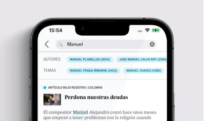 Búsqueda de noticias, temas y autores en la aplicación de EL PAÍS.