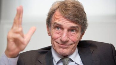 El presidente del Parlamento Europeo, David Sassoli, durante una entrevista con EL PAÍS.