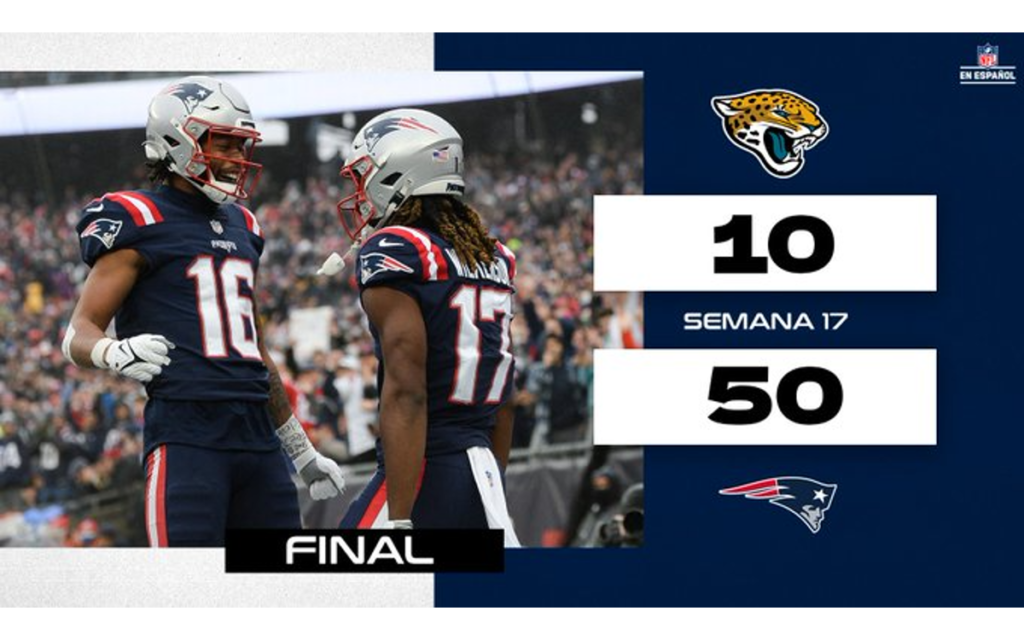 NFL: Aplastan Patriotas a Jaguares y regresan a Playoffs | Semana 17