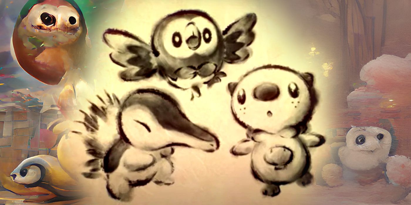 Pokémon Legends: Arceus Starters dibujados por IA son aterradores y hermosos
