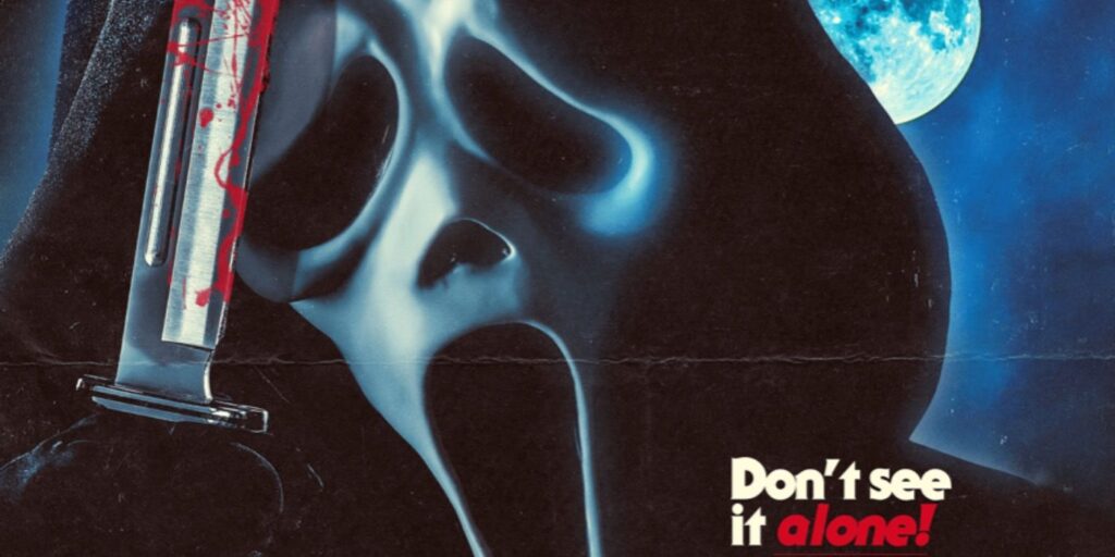 Póster Ghostface mata a la luz de la luna en New Scream 2022 Retro